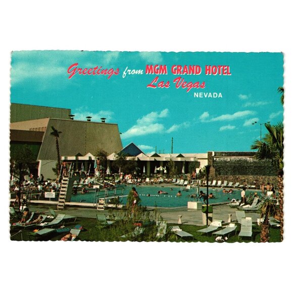 Vintage Postcard MGM Grand Hotel Swimming Pool Las Vegas Nevada FS 1446 C - Picture 1 of 2